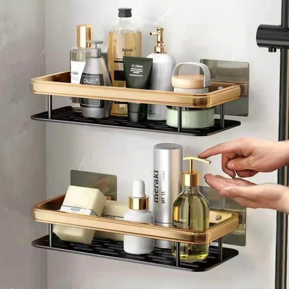 Three pieces luxury bathroom organizer in gold